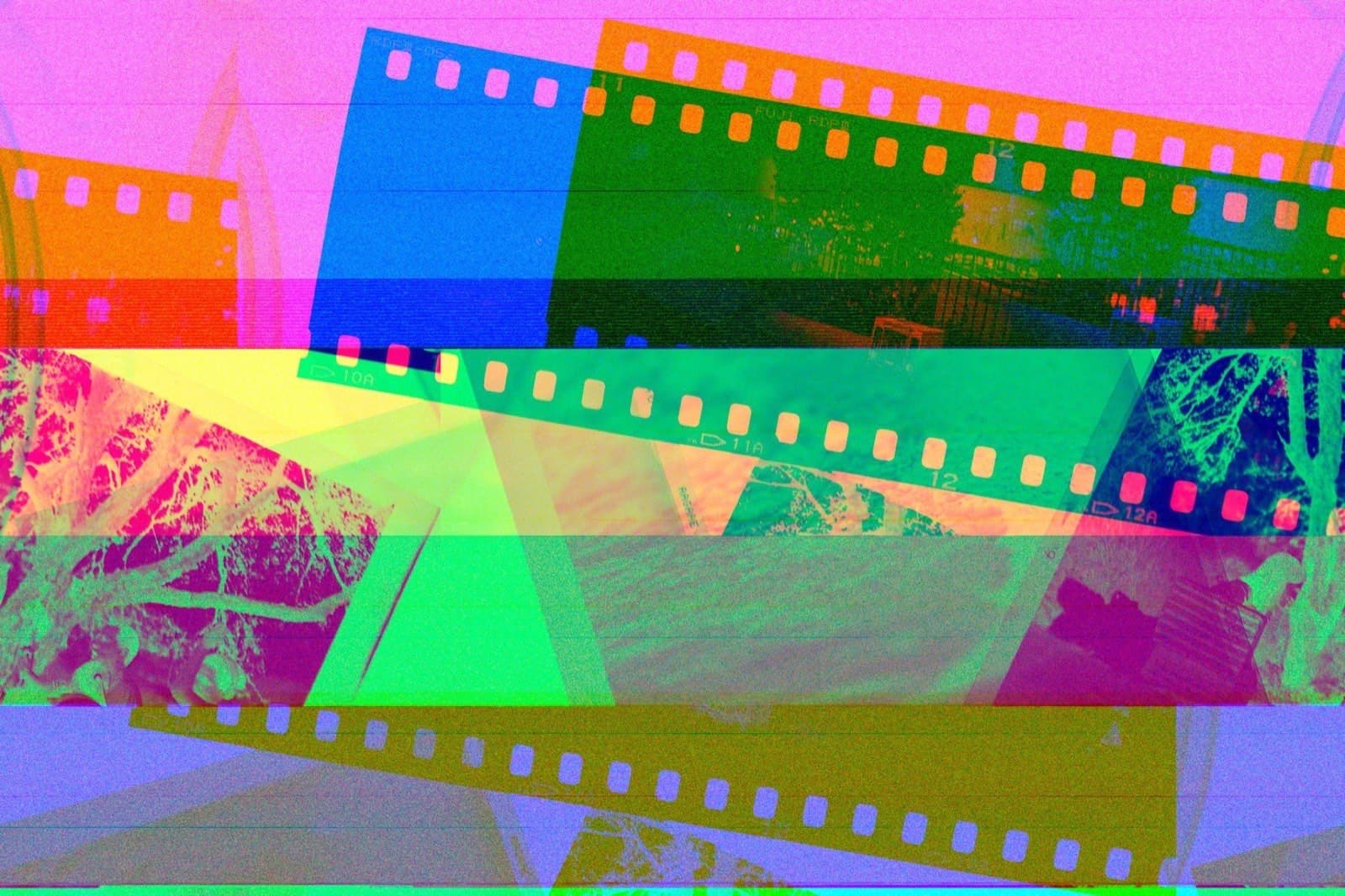 Colorful rolls of photographic film.
